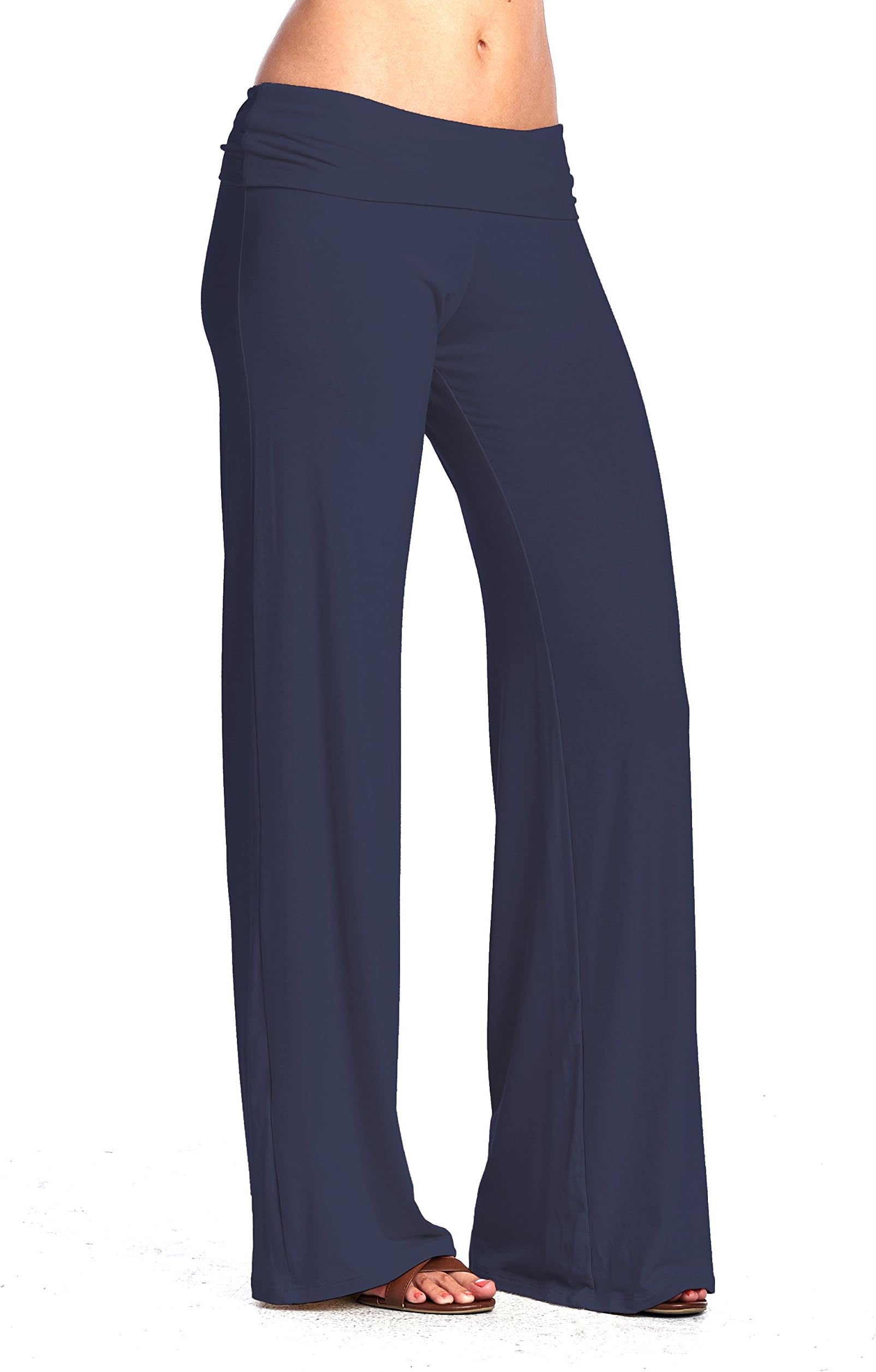 Eliechi Stylish Palazzo Pants - Made in USA (Medium, Denim)