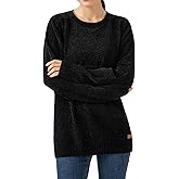 Simple&Opulence Women's Chenille Sweater Crewneck Long Sleeve Pullover Ribbed Cuff Hem Round Neck Jumper Tops