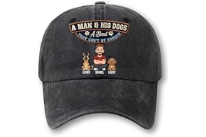 A Man & His Dog Personalized Dog Dad Vintage Washed Denim Cap - Custom Unisex Hat Adjustable Baseball Cap for Dog Lovers