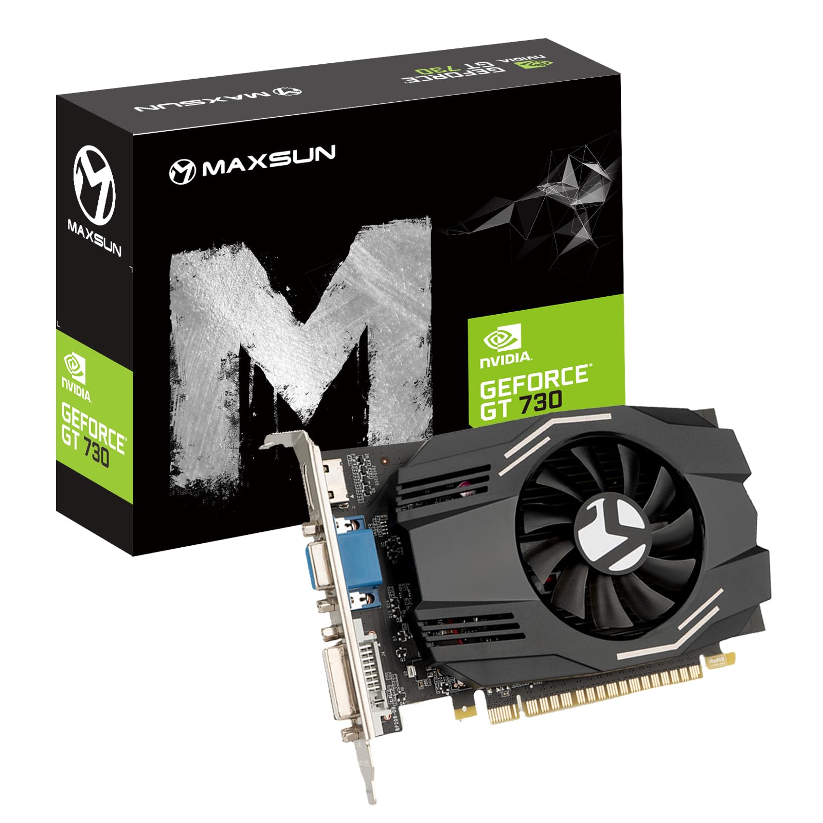 maxsun GeForce GT 730 Video Graphics Card GPU for Computer PC 128 Bit DDR3 ITX Design PCI Express DVI-I, HDMI, VGA (2G)