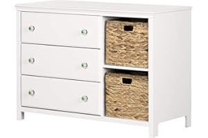 South Shore Balka 3-Drawer Dresser with Baskets Pure White, Bohemian Harmony