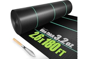 OYCEVILA 2.6FTx180FT Weed Barrier Landscape Fabric Heavy Duty, High Permeability Garden Weed Barrier Fabric, Durable Weed Blocker Fabric with Garden Shovel, Easy Setup Weed Cloth for Garden, Gravel, etc.