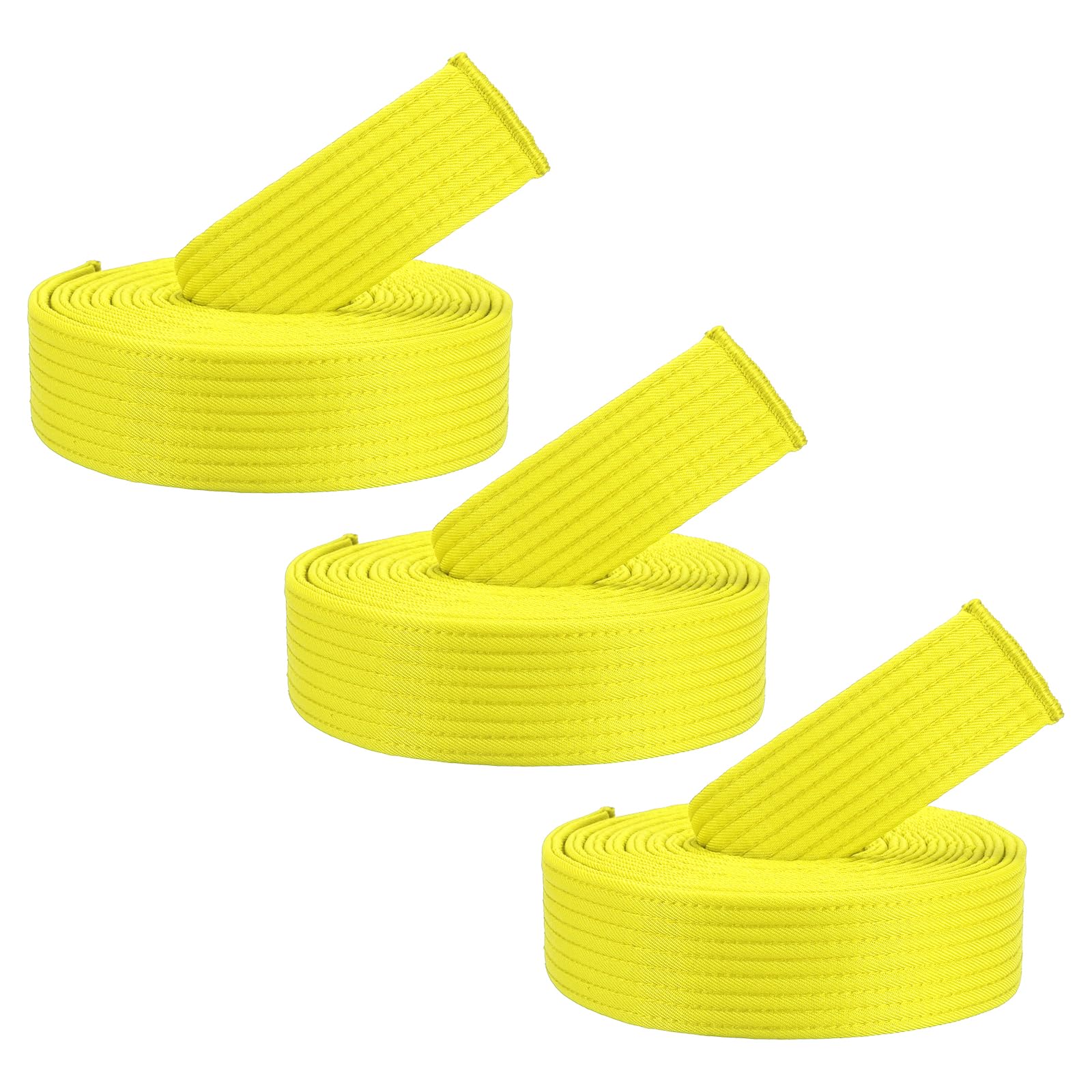 PATIKIL Taekwondo Colored Ranking Belts, 3 Pack 1.6" x8.5FT Polyester Martial Arts Colored Ranking Belt for Coach Teaching Practice, Yellow