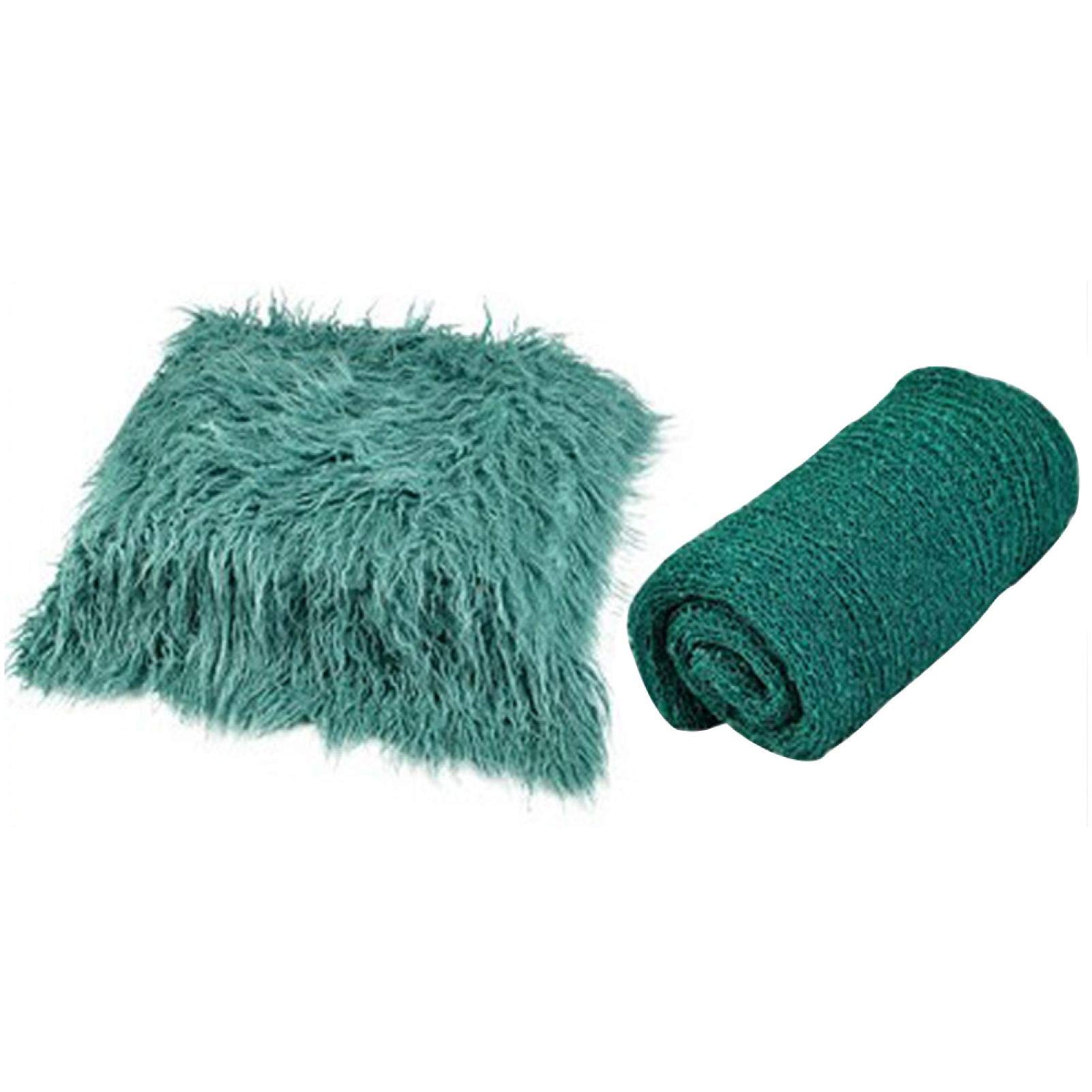 Kisbeibi Baby Photo Props Long Ripple Wraps DIY Blanket Newborn Wraps Photography Mat for Baby Boys and Girls, Green Blanket and Wrap