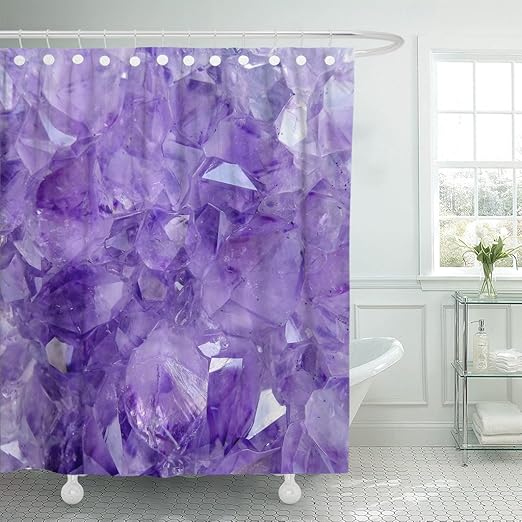 Amazon Com Emvency Shower Curtain Purple Crystal Amethyst Pink