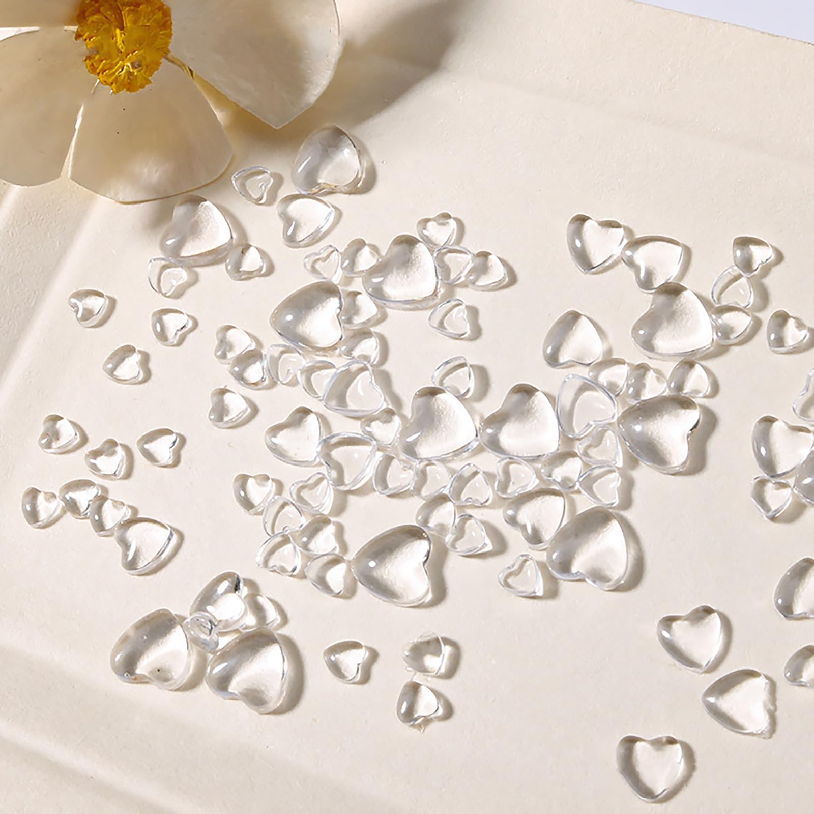 3D Heart Nail Art Charms-320PCS Cute Clear Acrylic Heart Nail Charms, Flatback Heart Nail Rhinestones Gems 4mm 6mm 8mm Resin Nail Jewelry Decorations for Women Girls DIY Manicure Accessories — image 1