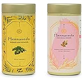 Hennaveda Hair Henna Powder & Indigo Powder, Hair Color Combo with Hair Dye Brush, Gloves and Shower Cap 200g, Henna with Geographical Indication (GI) tag "Sojat Mehndi"