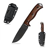 SDOKEDC Fixed Blade Knife DC53 Steel Micarta Handle Kydex Sheath for EDC Outdoor Camping Survival Hunting (Black Stone Wash)