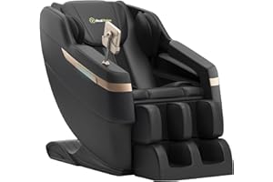 Real Relax 2025 Full Body Massage Chair, Zero Gravity Shiatsu Massage Chair Recliner, Waist and Calf Heating, Foot Massage, Bluetooth, Large Control Screen (Black and Gold)