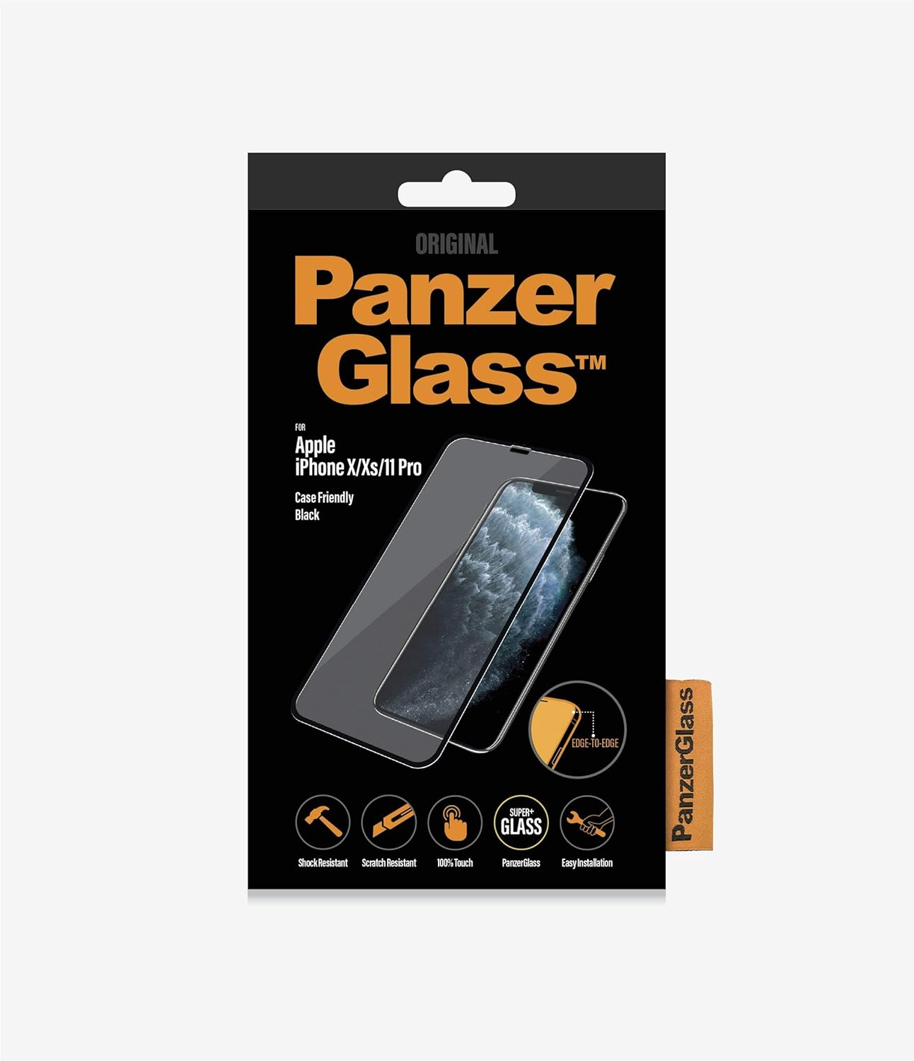 PanzerGlass Edge to Edge Protective Glass for iPhone 5.8 Inch CaseFriendly Black, iPhone 11 Pro/Xs/X