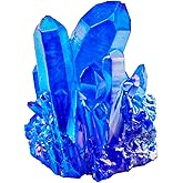 Rockcloud Healing Crystal Natural Titanium Coated Blue Rock Quartz Cluster Geode Druzy Home Decoration Gemstone Specimen