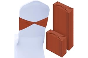 CHENGU 100 Pcs Spandex Chair Sashes Plain Bow Wedding Royal Chair Bands Without Buckle Birthday Decorations Elastic Ties Spandex Slider Sashes for Events Party Ceremony