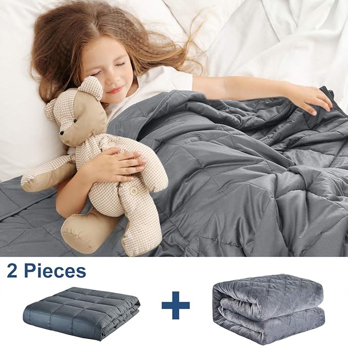 Amazon.com: Weighted Blanket with Cover (7 lbs for Kids, 41''x60