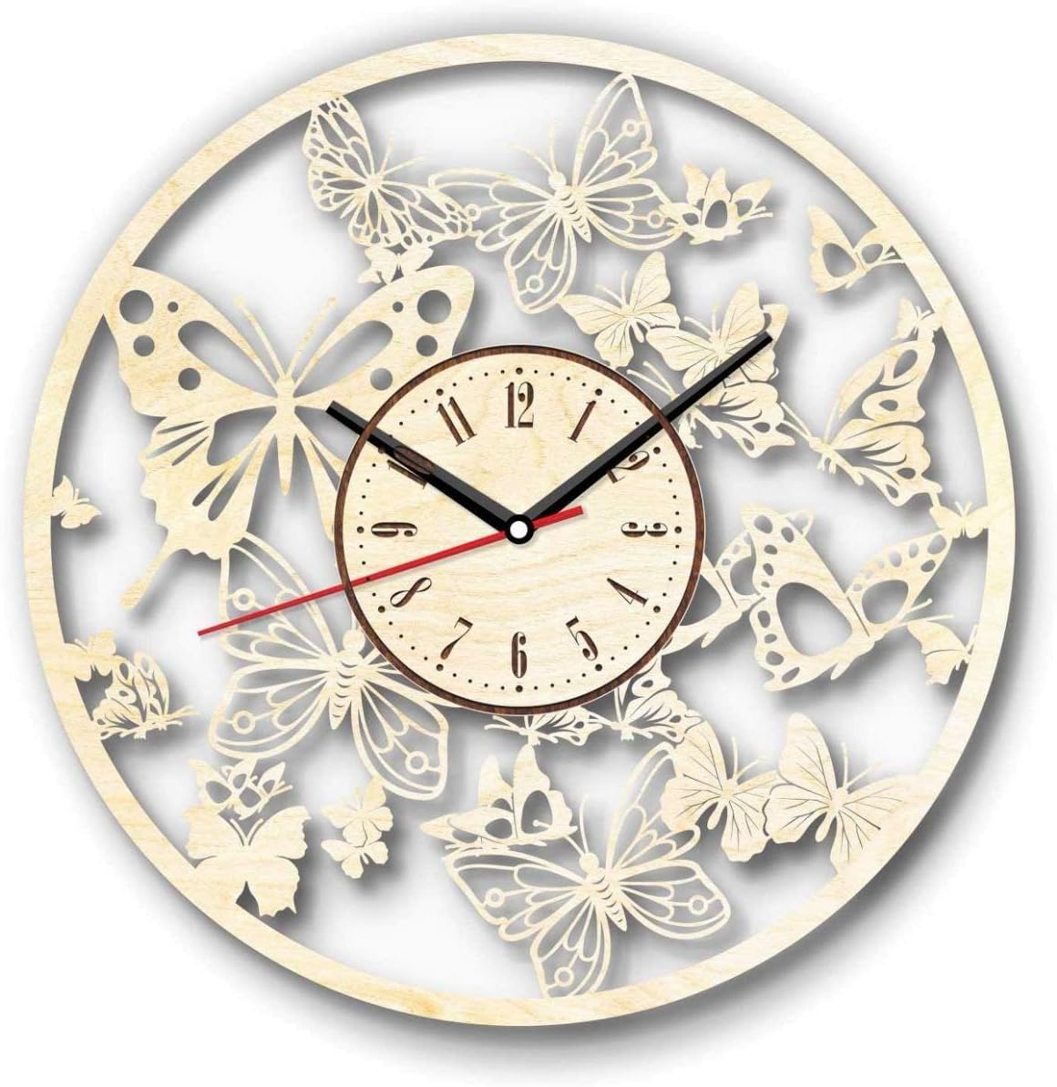 Butterfly Wall Clock Made of Wood Perfect and Beautifully