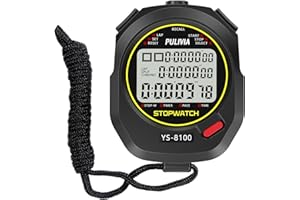 PULIVIA Sports Stopwatch Timer 100 Lap Split Memory Digital Stopwatch, Countdown Timer Pace Mode 12/24 Hour Clock Calendar wi