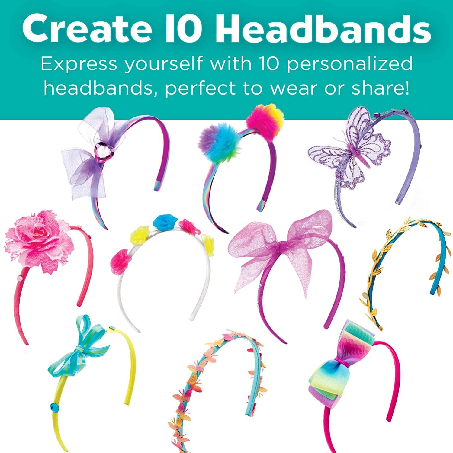 Creativity for Kids Fashion Headband Making Kit - Makes 10 DIY Headbands, Arts and Craft Kits for Ages 5-7+, Kids Activities, Birthday Gifts for Girls