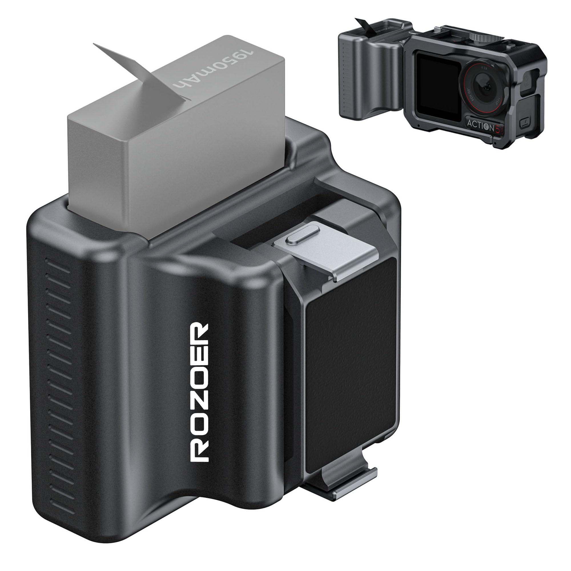 Photo 1 of ROZOER Mini Side Handle for DJI Osmo Action 5 Pro,4,3 Cage – Aluminum Alloy with Battery Organizer, Magnetic Adapter for SmallRig Cage for Action 5 pro,4,3