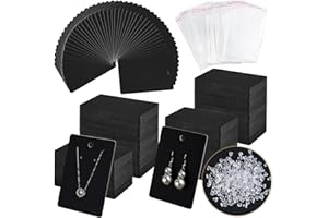 TUPARKA 400 Pcs Black Earring Cards Black Earring Holder Cards with Self-Sealing Bags and Clear Earring Backs for Earrings Ne