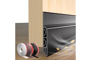 CUYSFEAD 39 inch Door Draft Stopper, Strong Adhesive Under Door Sweep for Exterior & Interior Doors Insulation,Soundproof Door Gap Filler Bottom Weather Stripping Seal Dust Blocker and Noise Stopper,Black