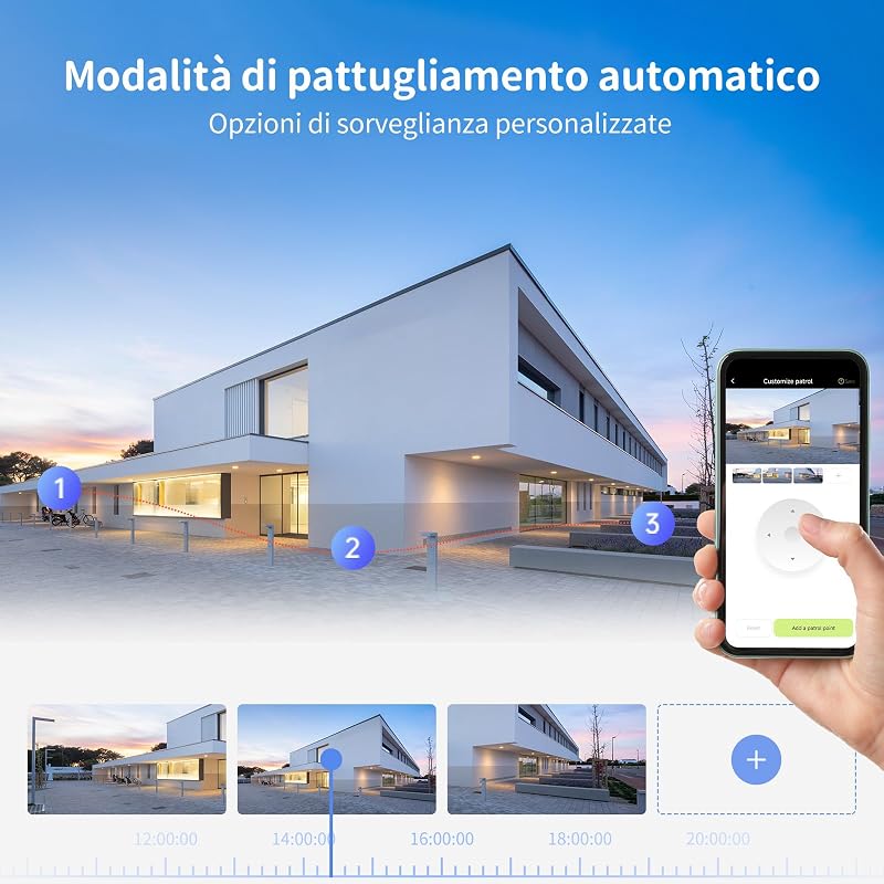 3K+3K (5MP+5MP) Telecamera di Sorveglianza Esterno a Doppio Obiettivo, Wi-Fi 2,4 GHz, Sicurezza a 360°, Tracciamento Auto, Rilevamento di Persone/Veicoli, Visione Notturna a Colori (D320) — foto 7 di 8