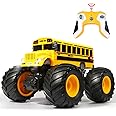 VijiSuki Remote Control School Bus Monster Truck Toy,1/18 RC School Bus,2.4GHz Offroad Hobby RC Racing Car with LED, High Speed All Terrain Electric Toy Vehicle Stunt Crawler, Best Gift for Kids