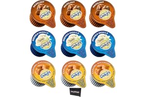 BITS N THINGS International Delight Coffee Creamer Liquid Non-Dairy Singles Variety Pack | Caramel Macchiato, French Vanilla, & Hazelnut | No Refrigeration - Box Of 100