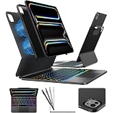 typecase Edge+ Keyboard Case for iPad Pro 13 M5/M4, Portrait &amp; Tablet Modes | Detachable Back Case, Magnetic Floating Stand, Larger Click-Anywhere Trackpad, 11-Color Backlight, Pencil Holder, Space Black