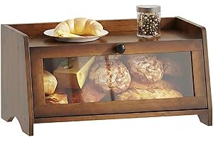 BAMBANG Bread Box for Kitchen Countertop, Bamboo Bread Box for Homemade Bread, Wooden Farmhouse Bread Storage Container, Smal