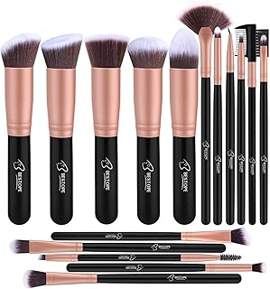 BESTOPE Pinselset Make up Pinsel Set Professionelle mit Gesichtspinsel Lidschattenpinsel Augenpinsel Synthetische Haar Kosmetik Pinselsets Eyeshadow Eyeliner Gesichtspuder 16 Stück (Rosa Gold)