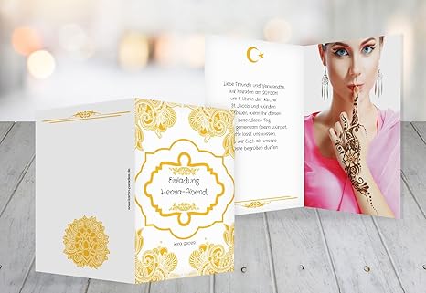 Kartenparadies Hochzeitskarte Einladung Zum Henna Abend Hochwertige Einladung Zur Heirat Inklusive Umschlage 100 Karten Format 105x148 Mm Farbe Sonnengelb Amazon De Burobedarf Schreibwaren