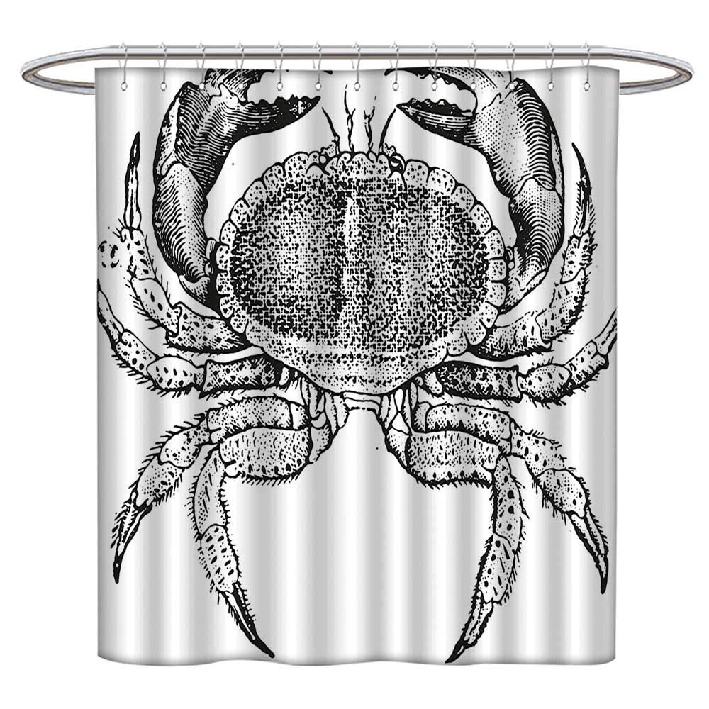 Amazon Com Modern Shower Curtain For Bathroom Seafood Theme Vintage Engraved Edible Crab Print Black And White Fabric Bathroom Decor Set With Hooks W 48 X L 72 Inch Home Kitchen