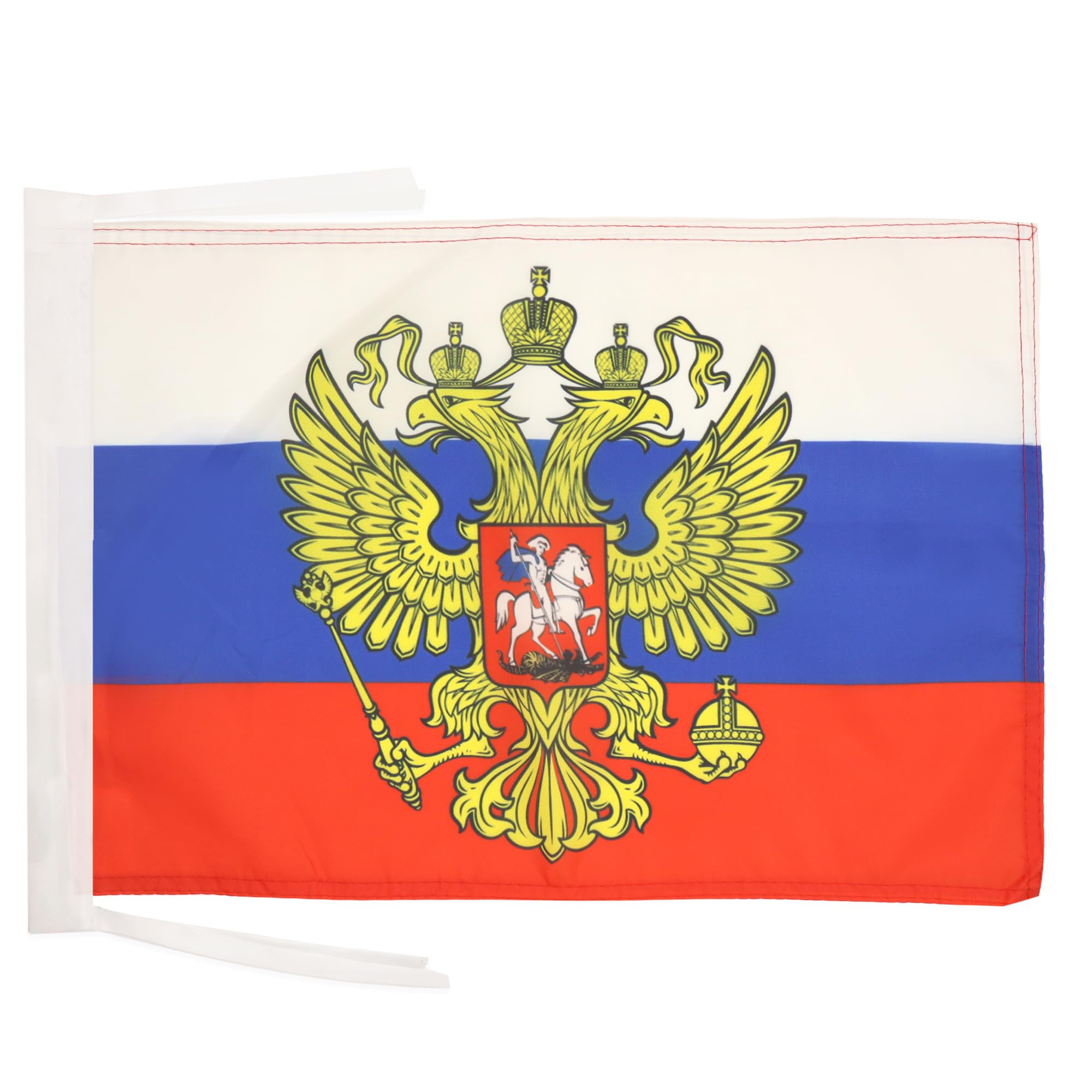 AZ FLAG - Russia with eagle Flag - 18'' x 12'' - 100% Polyester Russian coat of arms Small Banner with Two Cords - Fade Resistant - Vivid Colors - 18x12 in - 45x30 Cm — image 1