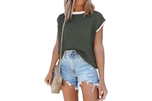 DISAMER Cap Sleeve Knit Sweater Tops Sleeveless Vest Summer Tops 2024 Clothes Oversized Tank Tops Trendy T Shirts