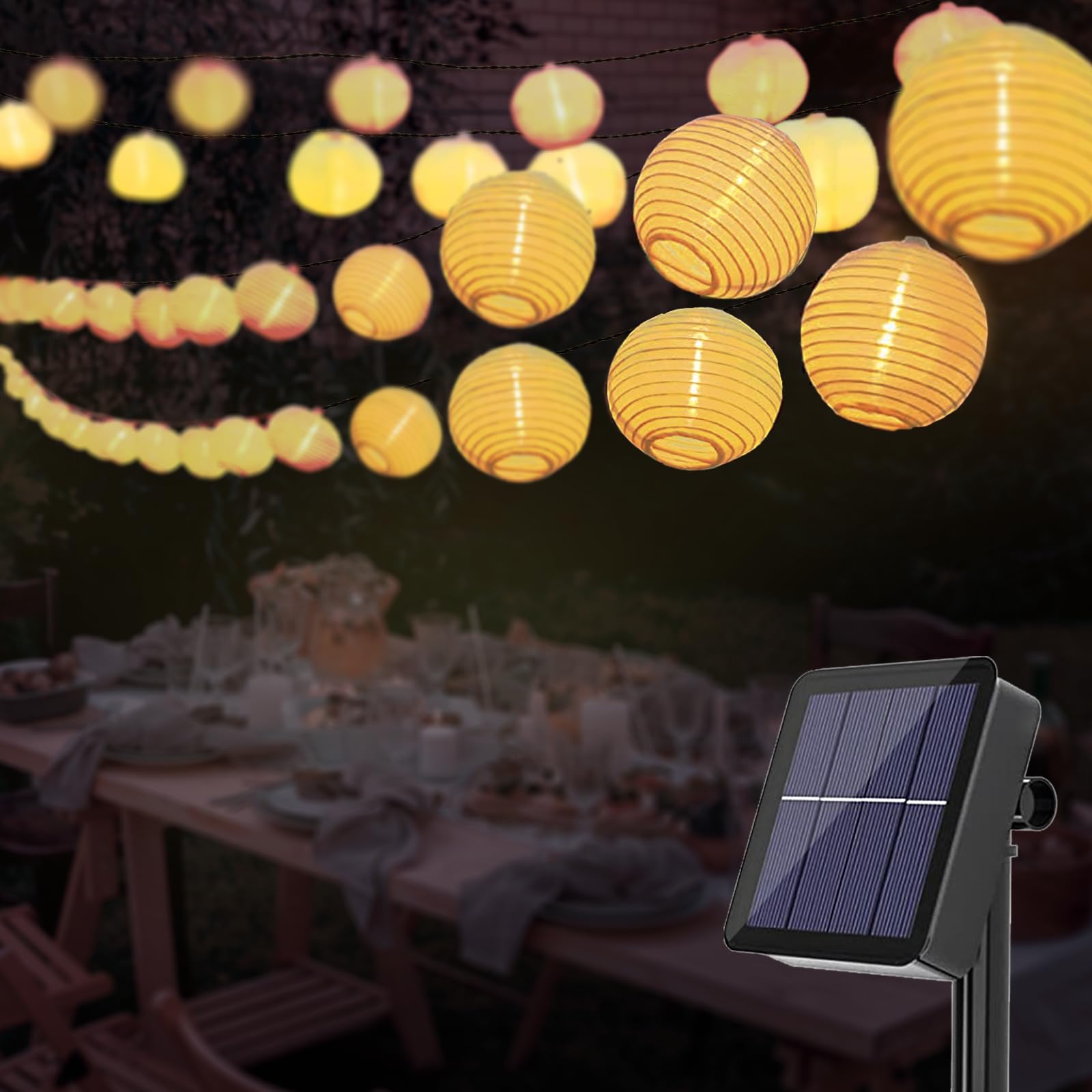 LED Fairy Lights Lanterns Outdoor Solar 6.5 m 30 LED Lanterns 8 Modes Waterproof Solar Lighting Solar Fairy Lights Outdoor for Garden, Yard, Wedding, Party Decoration, Balcony, Christmas, Party