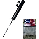 SFNSM Flag Pole for Outside House, 12" Extended Tip Metal Graden Flag Pole Holder, Ground Mount Stake for 1.77" Dia Pole, Adjustable Inground Flagpoles Mount, Black