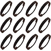 Kenz Laurenz 12 Pack Glitter Headbands Elastic Stretch Sparkly Fashion Headband (Black)