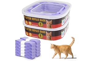 Egdusns 10Pack Cat Litter Refill Bags, Litter Refill Bag Boxes Compatible with Litter Genie Standard, Plus, XL+ and XL Bucket Refills (Includes 2 Non-Original Refill Boxes) (Purple)