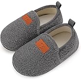 Scurtain Unisex Big Kids Little Kids Slippers Socks Artificial Woolen Slippers with Non-slip Rubber Sole for Big Boys Girls Little Boys Girls