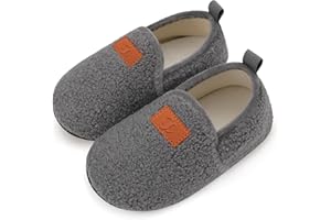 Scurtain Unisex Big Kids Little Kids Slippers Socks Artificial Woolen Slippers with Non-slip Rubber Sole for Big Boys Girls Little Boys Girls