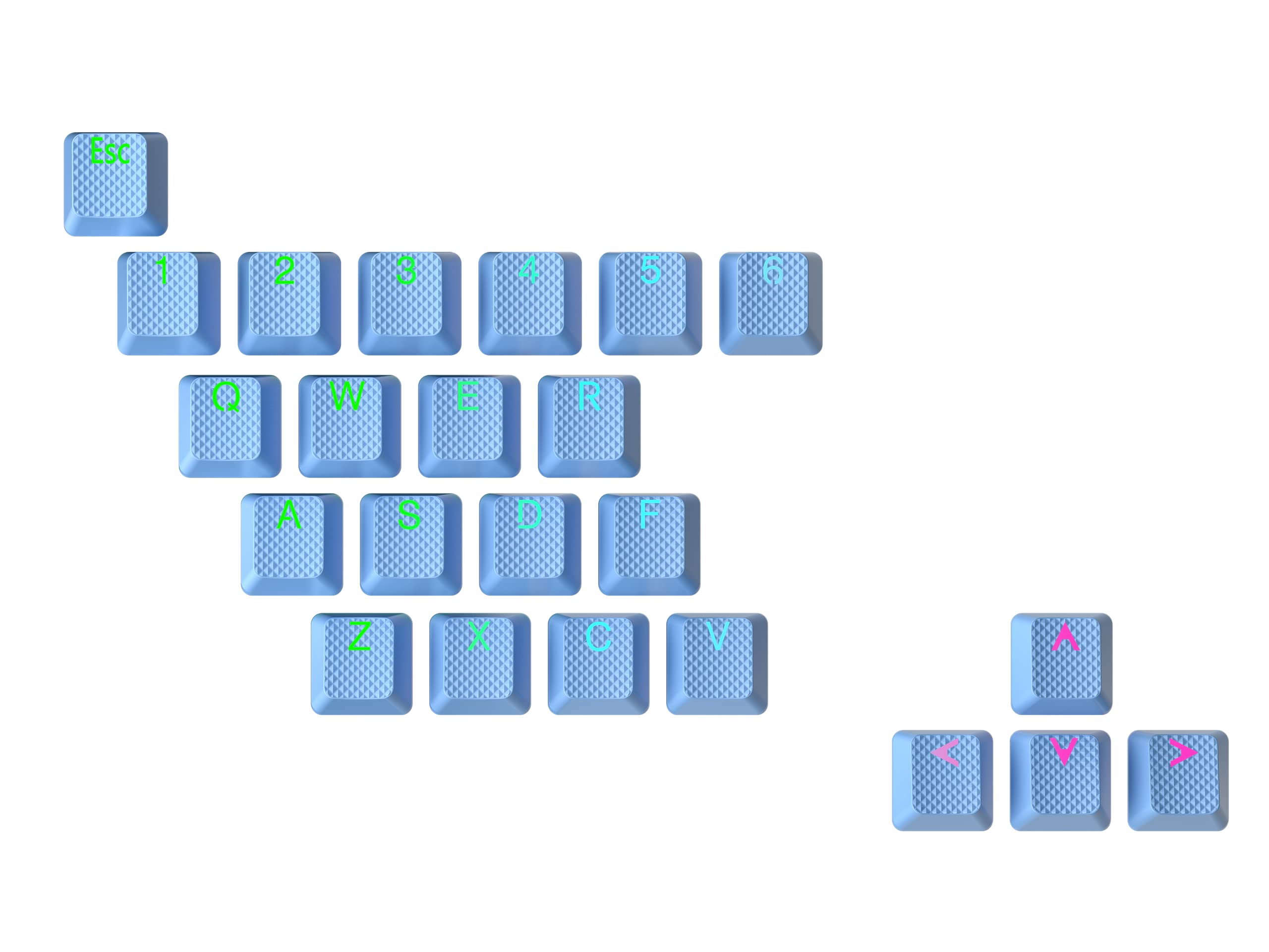 Ranked Rubber Keycap Set | Double shot Translucent | OEM Profile for Mechanical Gaming Keyboard (Blue Malibu, 23 Keys)