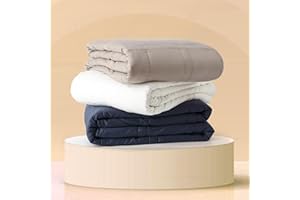 Baloo Weighted Blanket for Adults 12 lb Throw (Pebble White, 42"x72") | Cool & 100% Cotton | Machine Washable & Dryer Safe | Glass Microbead Fill