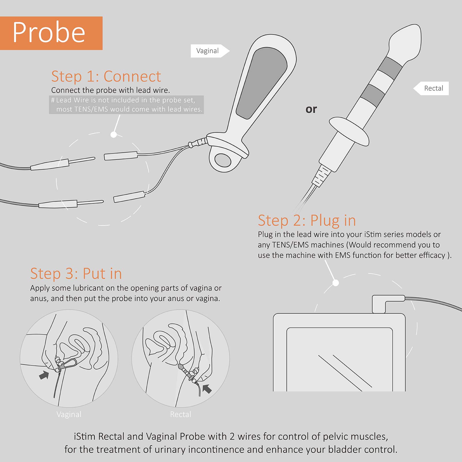 Istim Pr 13 Probe For Kegel Exercise Pelvic Floor Electrical