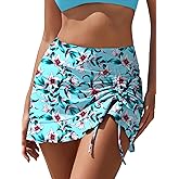 ZAFUL Women's High Waisted Bikini Ruched Ruffle Mini Swim Skirts with Short 2025 Tummy Control Tankini Bottoms Only