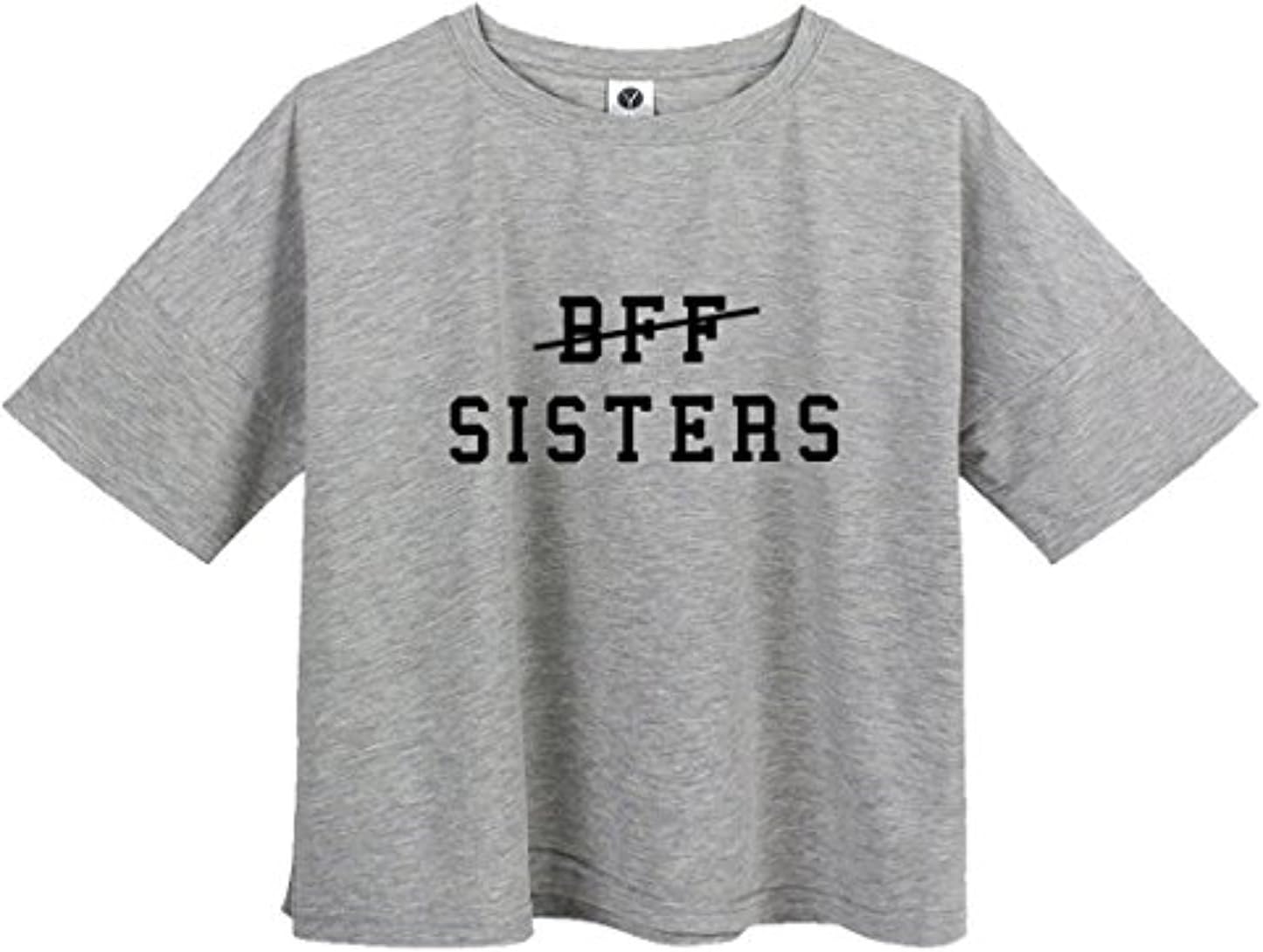VIKINGBRANDS Harajuku Fashion Women BFF Sisters Letter Print Short Sleeve Casual T Shirt
