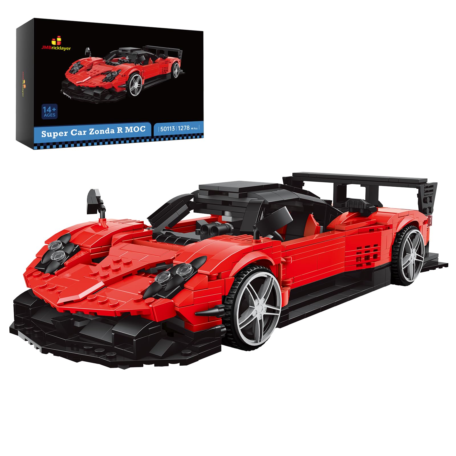 JMBricklayer Supercar Building Model Set 50113, Vintage Sports Car Model Building Blocks Toys Zonda R, Car Enthusiasts Collectible Racing Cars, Gifts for Adult Boys 14+ Year (1278 Pieces)