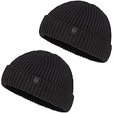 LILLBJORNEN 2 Pack Fisherman Beanie Winter Trawler Beanie Fashion Watch Hat Regular Skull Cap for Men Women