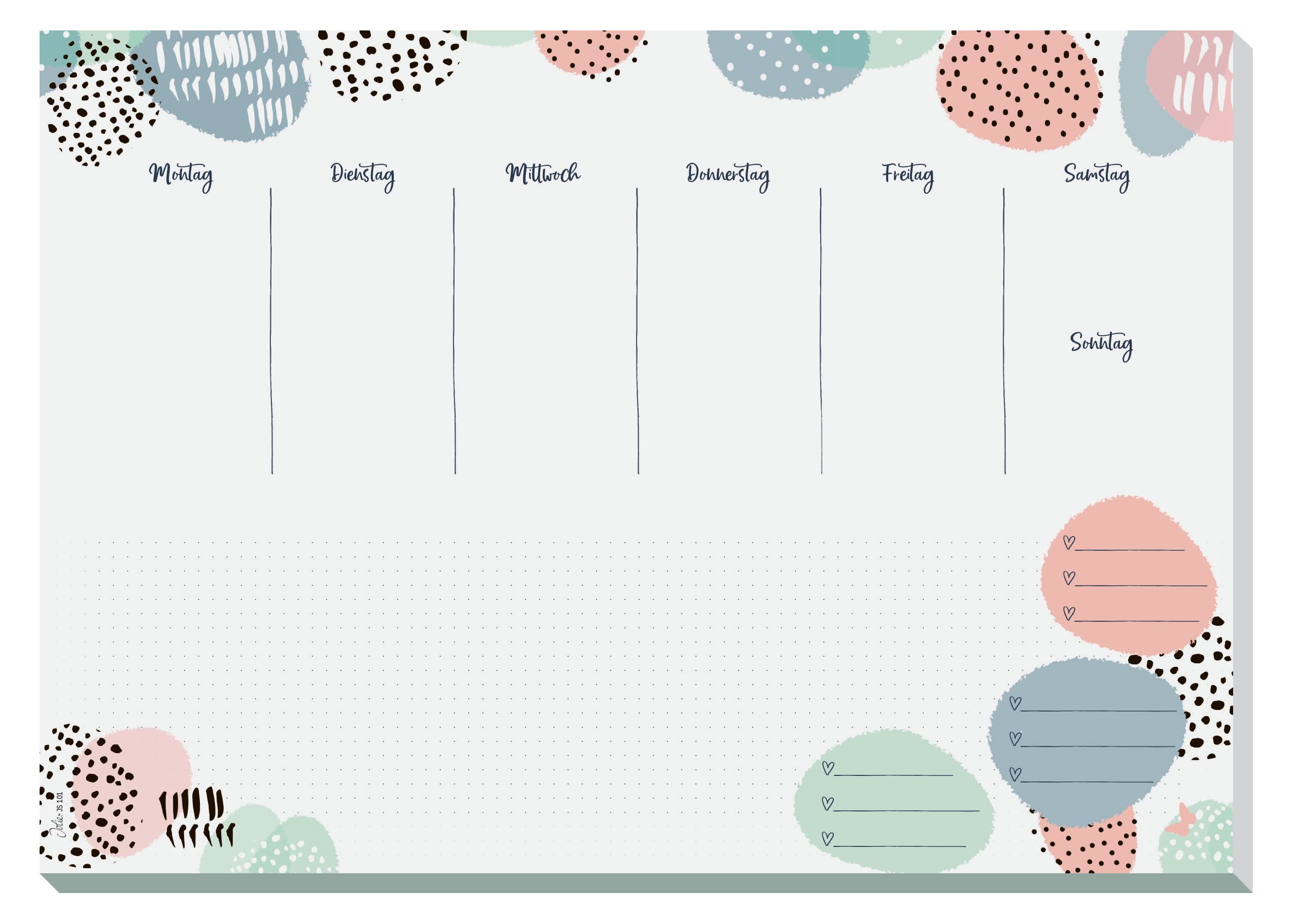 SIGEL JS101 Tear Off Paper Desk Pad, Weekly Planner A3, 30 Sheets, Vegan, Made from Sustainably Made Paper, Jolie Rose Inspiration