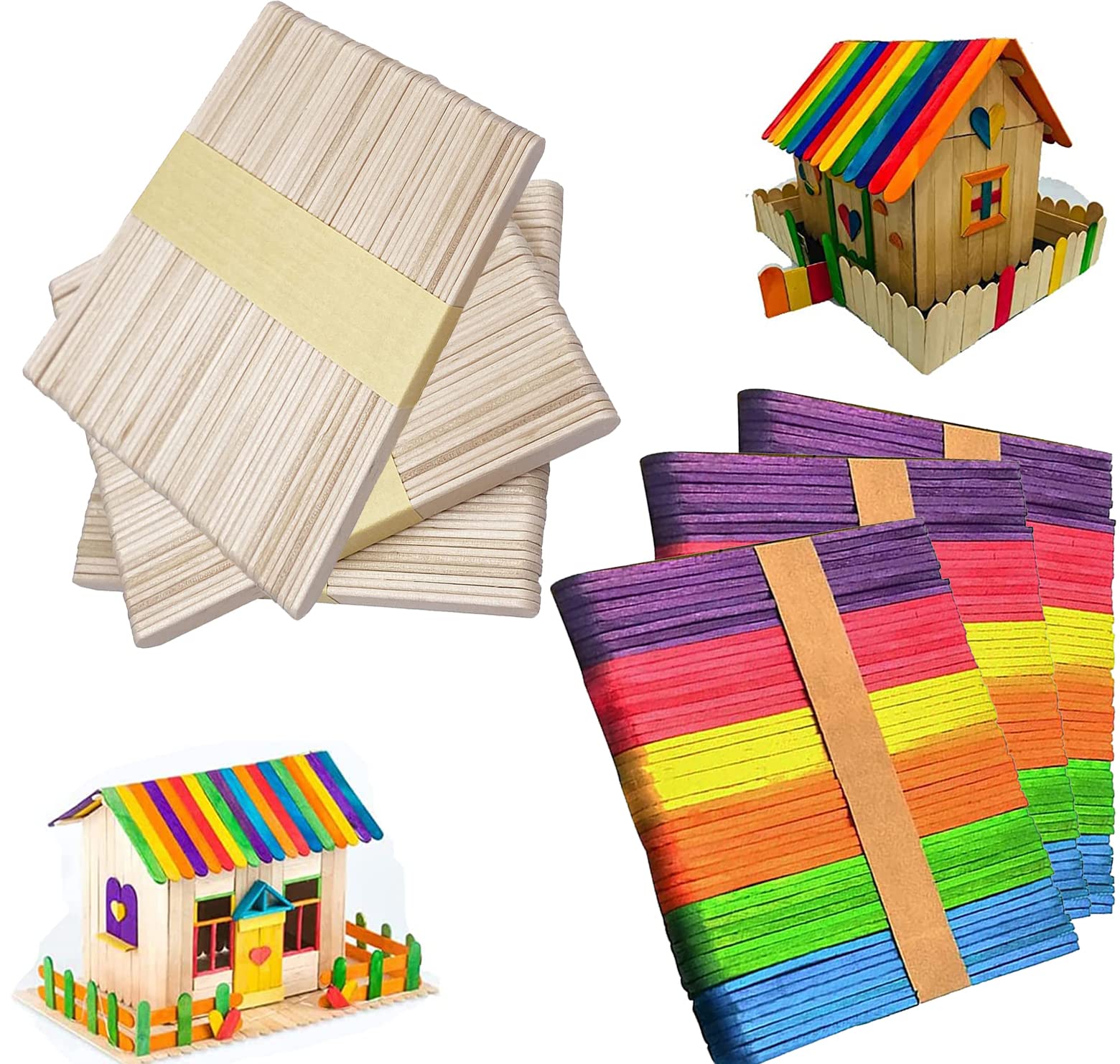 Pack of 300 wooden ice sticks, wooden ice sticks, for crafts, wooden ice sticks, stirring wooden sticks, wooden sticks