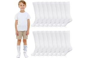Shinymoon 8 Pairs Kids Compression Socks 15-20 Mmhg Knee Length Sock Calf Graduated Compression Stockings for Boys Girls(Whit