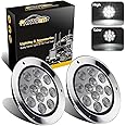 Partsam 2PCS 12 LED White 4" Round Backup Reverse Lights Marker w/ Stainless Rings Sealed